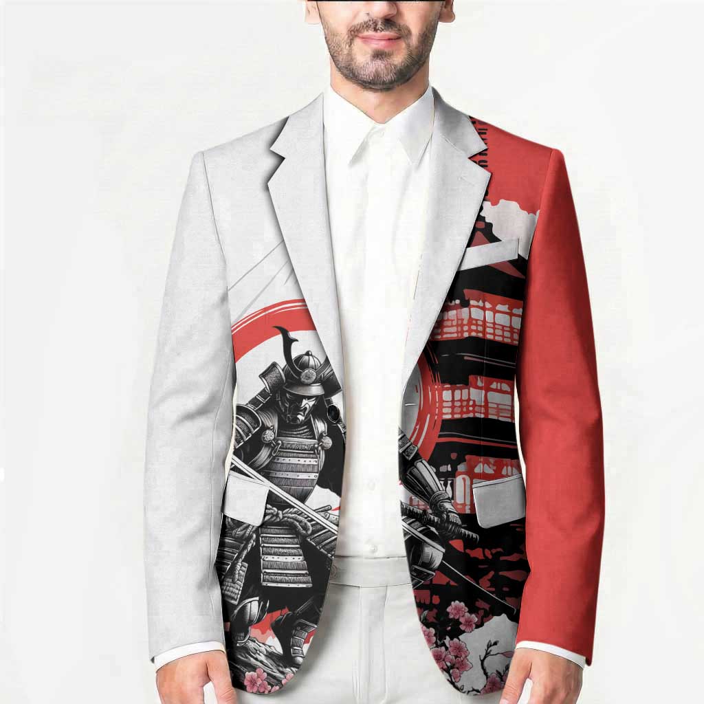 Japanese Samurai Warrior Enso Blazer Japan Pagoda Sakura Watercolor LT14 - Polynesian Pride