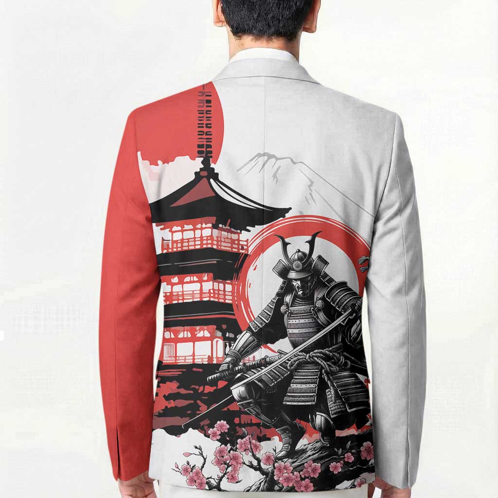 Japanese Samurai Warrior Enso Blazer Japan Pagoda Sakura Watercolor LT14 - Polynesian Pride