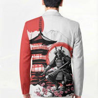 Japanese Samurai Warrior Enso Blazer Japan Pagoda Sakura Watercolor LT14 - Polynesian Pride