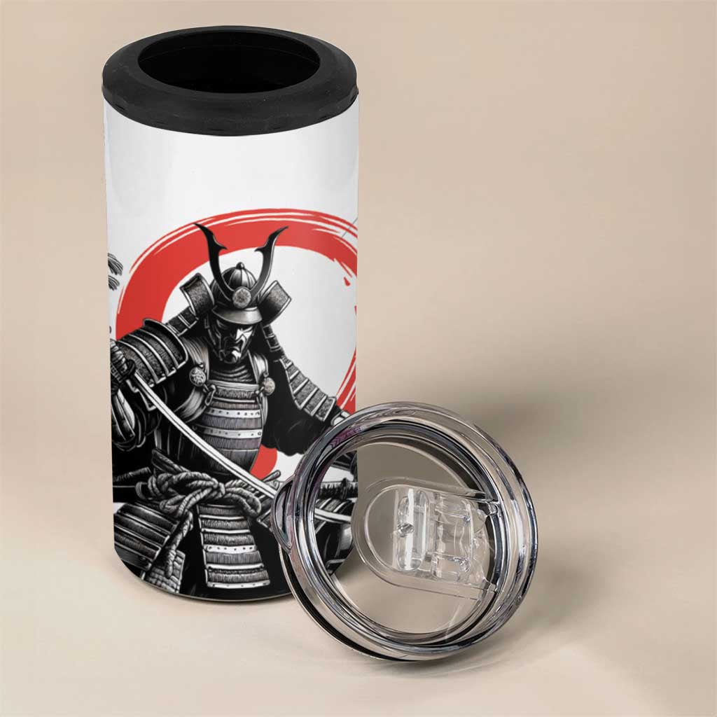 Japanese Samurai Warrior Enso 4 in 1 Can Cooler Tumbler Japan Pagoda Sakura Watercolor - Polynesian Pride