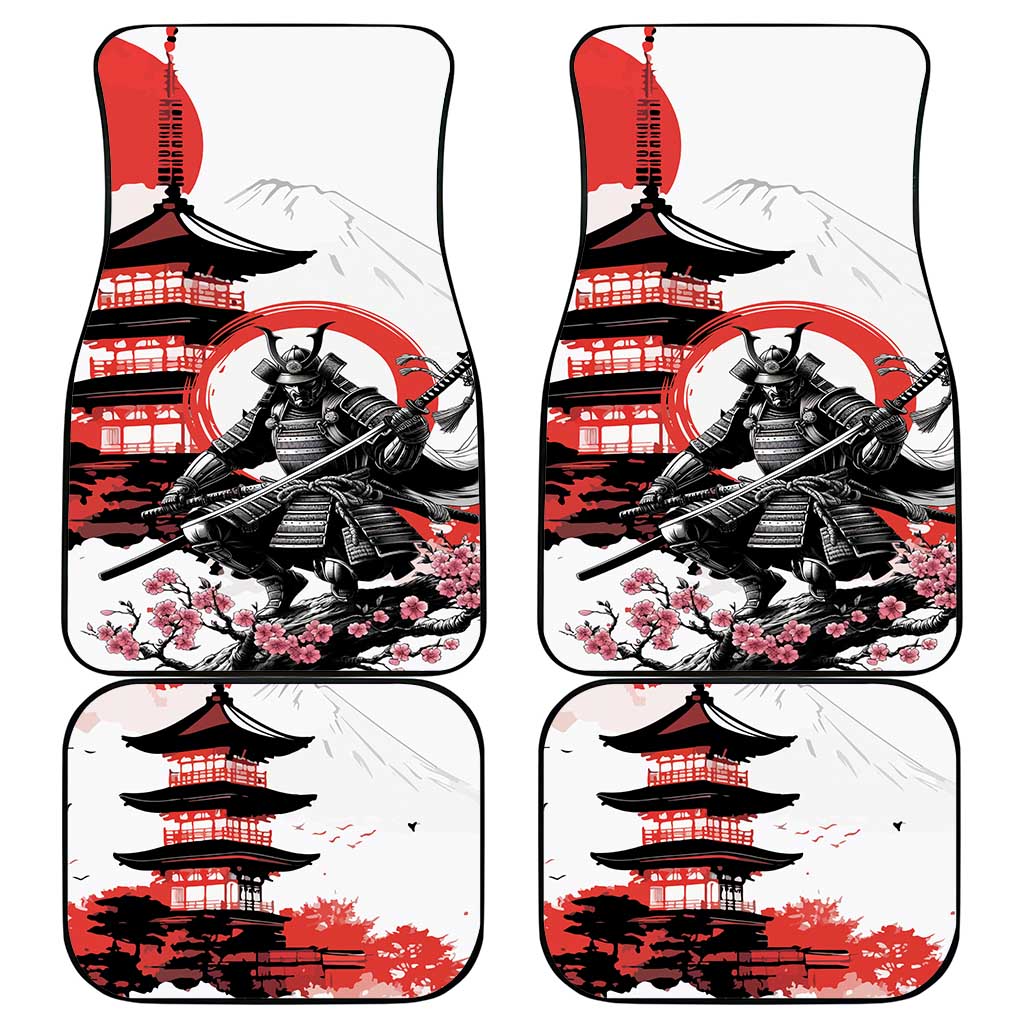 Japanese Samurai Warrior Enso Car Mats Japan Pagoda Sakura Watercolor LT14 - Polynesian Pride