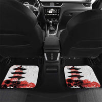 Japanese Samurai Warrior Enso Car Mats Japan Pagoda Sakura Watercolor LT14 Set 2pcs - Back White - Polynesian Pride