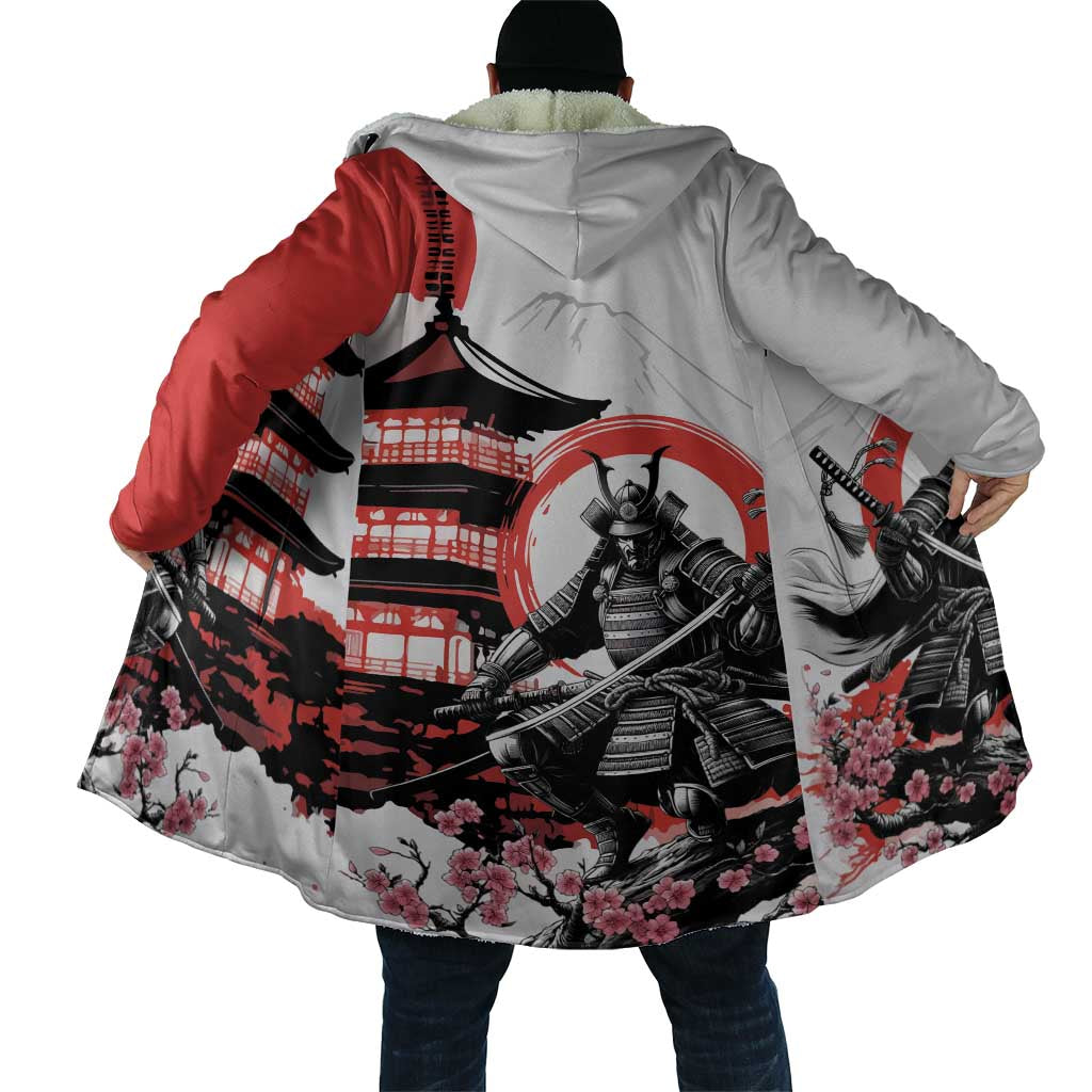 Japanese Samurai Warrior Enso Cloak Japan Pagoda Sakura Watercolor - Polynesian Pride
