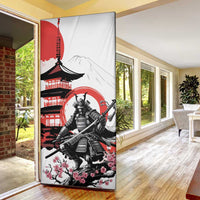 Japanese Samurai Warrior Enso Door Cover Japan Pagoda Sakura Watercolor - Polynesian Pride
