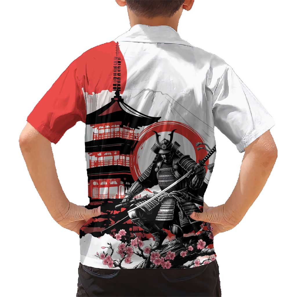 Japanese Samurai Warrior Enso Family Matching Long Sleeve Bodycon Dress and Hawaiian Shirt Japan Pagoda Sakura Watercolor LT14 - Polynesian Pride