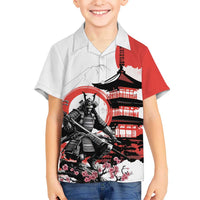 Japanese Samurai Warrior Enso Family Matching Long Sleeve Bodycon Dress and Hawaiian Shirt Japan Pagoda Sakura Watercolor LT14 Son's Shirt White - Polynesian Pride