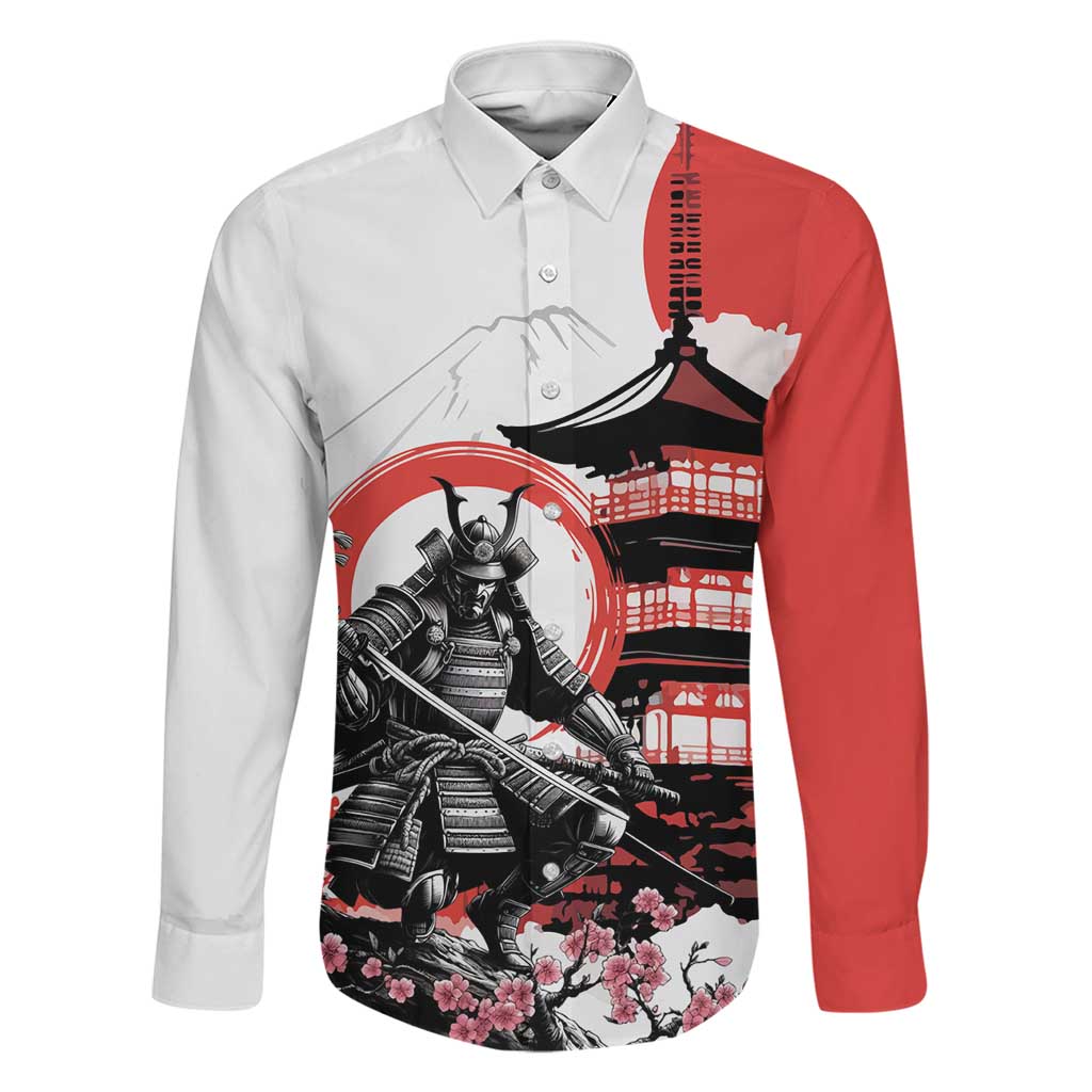 Japanese Samurai Warrior Enso Family Matching Off Shoulder Short Dress and Hawaiian Shirt Japan Pagoda Sakura Watercolor - Polynesian Pride