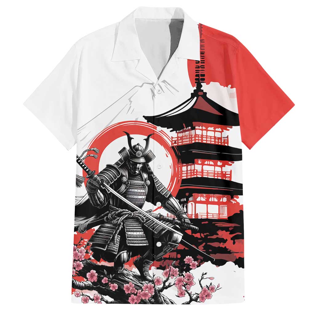 Japanese Samurai Warrior Enso Hawaiian Shirt Japan Pagoda Sakura Watercolor - Polynesian Pride