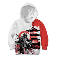 Japanese Samurai Warrior Enso Kid Hoodie Japan Pagoda Sakura Watercolor - Polynesian Pride