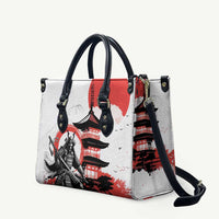 Japanese Samurai Warrior Enso Leather Bag Japan Pagoda Sakura Watercolor - Polynesian Pride