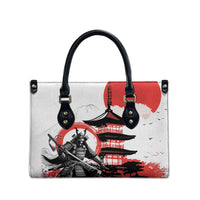 Japanese Samurai Warrior Enso Leather Bag Japan Pagoda Sakura Watercolor - Polynesian Pride