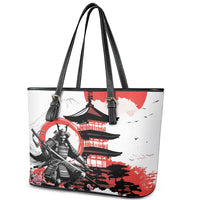 Japanese Samurai Warrior Enso Leather Tote Bag Japan Pagoda Sakura Watercolor - Polynesian Pride