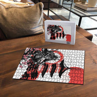 Japanese Samurai Warrior Enso Puzzle Japan Pagoda Sakura Watercolor - Polynesian Pride
