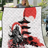 Japanese Samurai Warrior Enso Quilt Japan Pagoda Sakura Watercolor LT14 White - Polynesian Pride
