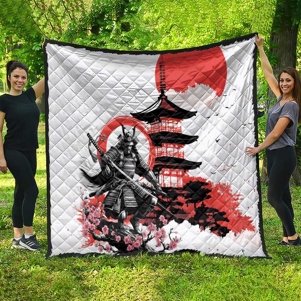 Japanese Samurai Warrior Enso Quilt Japan Pagoda Sakura Watercolor LT14 - Polynesian Pride