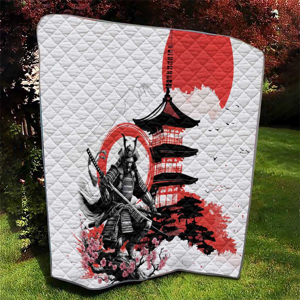 Japanese Samurai Warrior Enso Quilt Japan Pagoda Sakura Watercolor LT14 - Polynesian Pride