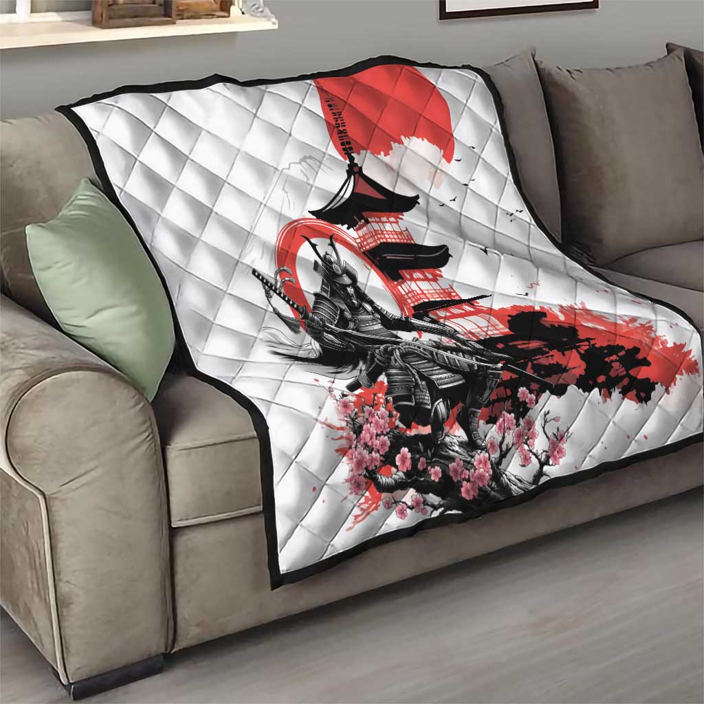 Japanese Samurai Warrior Enso Quilt Japan Pagoda Sakura Watercolor LT14 - Polynesian Pride