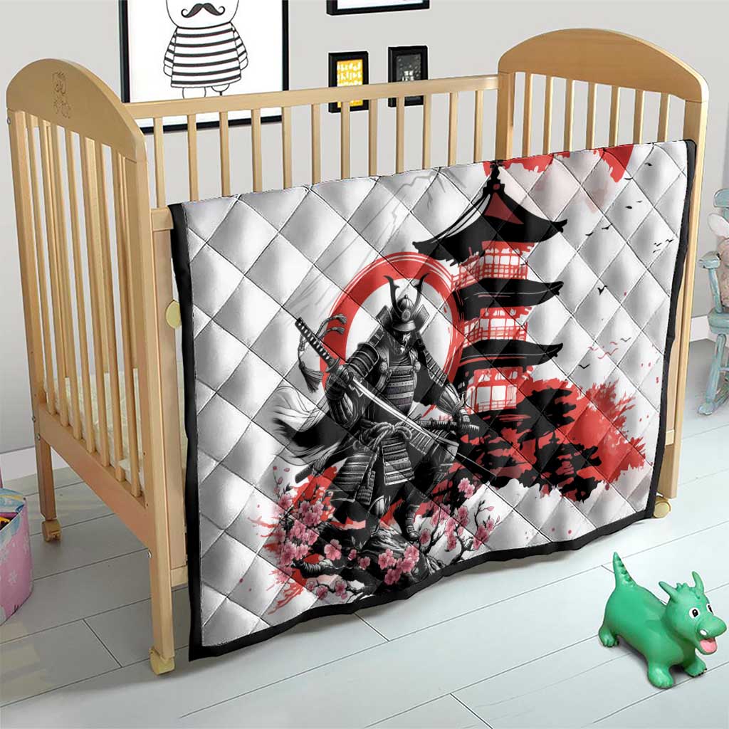 Japanese Samurai Warrior Enso Quilt Japan Pagoda Sakura Watercolor LT14 - Polynesian Pride