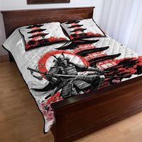 Japanese Samurai Warrior Enso Quilt Bed Set Japan Pagoda Sakura Watercolor - Polynesian Pride