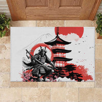 Japanese Samurai Warrior Enso Rubber Doormat Japan Pagoda Sakura Watercolor - Polynesian Pride