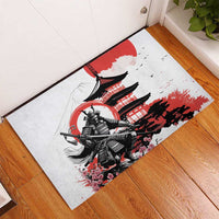 Japanese Samurai Warrior Enso Rubber Doormat Japan Pagoda Sakura Watercolor - Polynesian Pride