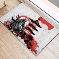 Japanese Samurai Warrior Enso Rubber Doormat Japan Pagoda Sakura Watercolor - Polynesian Pride