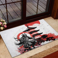 Japanese Samurai Warrior Enso Rubber Doormat Japan Pagoda Sakura Watercolor - Polynesian Pride