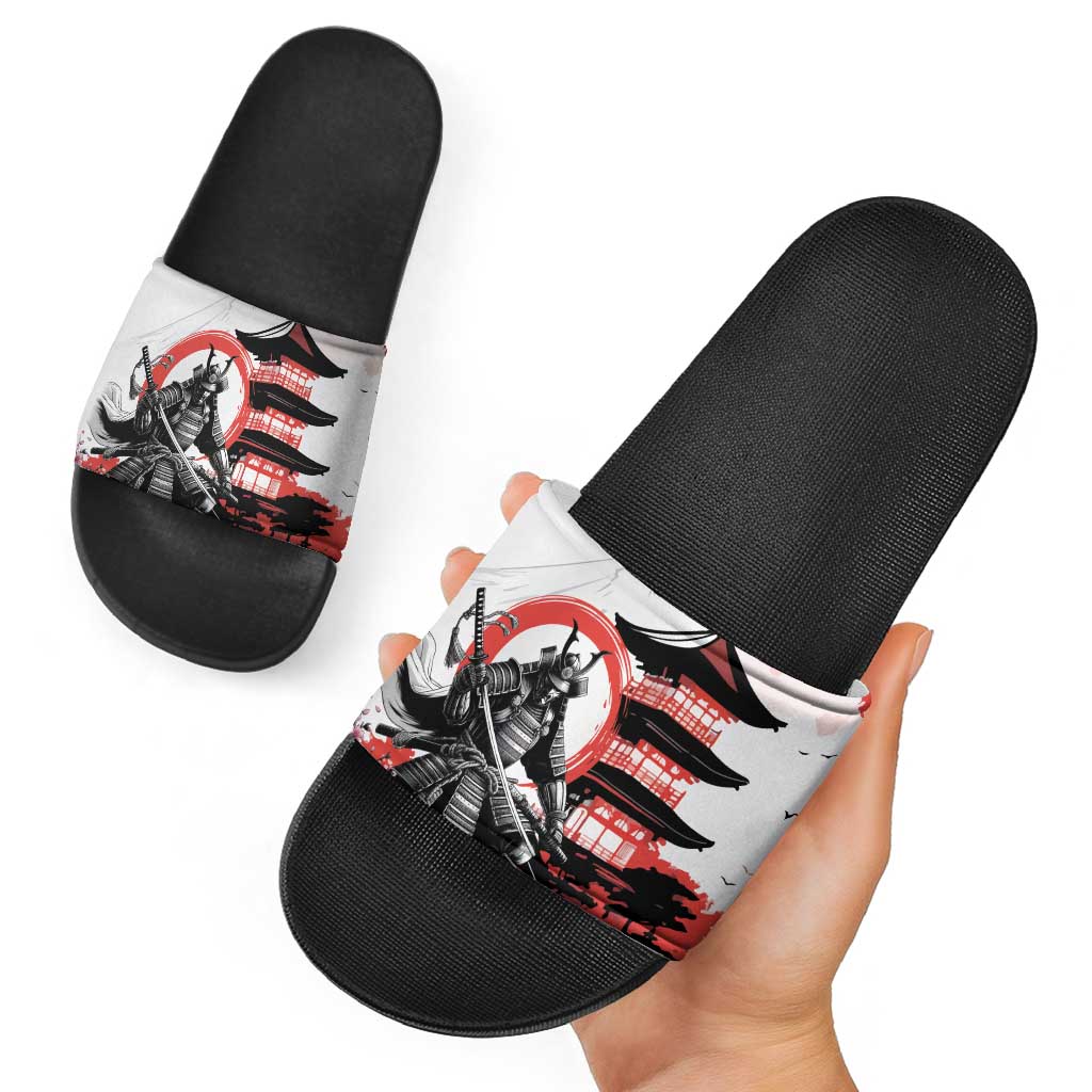Japanese Samurai Warrior Enso Slide Sandals Japan Pagoda Sakura Watercolor LT14 - Polynesian Pride