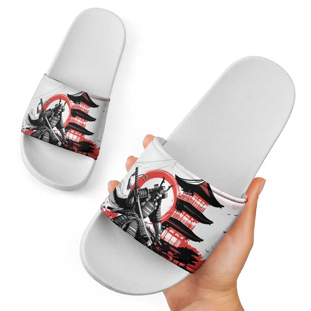 Japanese Samurai Warrior Enso Slide Sandals Japan Pagoda Sakura Watercolor LT14 - Polynesian Pride