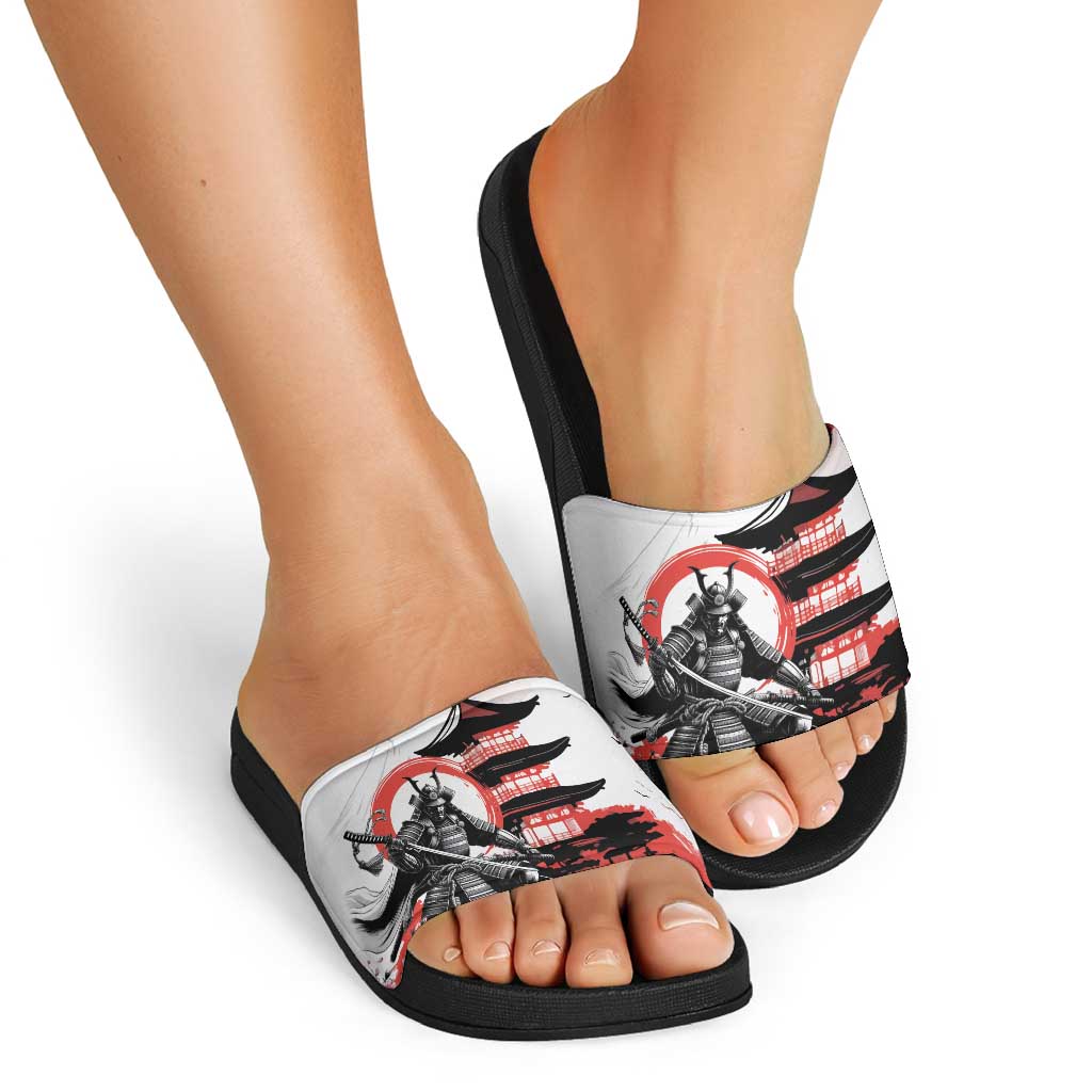 Japanese Samurai Warrior Enso Slide Sandals Japan Pagoda Sakura Watercolor LT14 - Polynesian Pride
