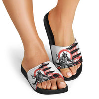 Japanese Samurai Warrior Enso Slide Sandals Japan Pagoda Sakura Watercolor LT14 - Polynesian Pride