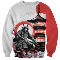 Japanese Samurai Warrior Enso Sweatshirt Japan Pagoda Sakura Watercolor - Polynesian Pride
