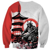 Japanese Samurai Warrior Enso Sweatshirt Japan Pagoda Sakura Watercolor - Polynesian Pride