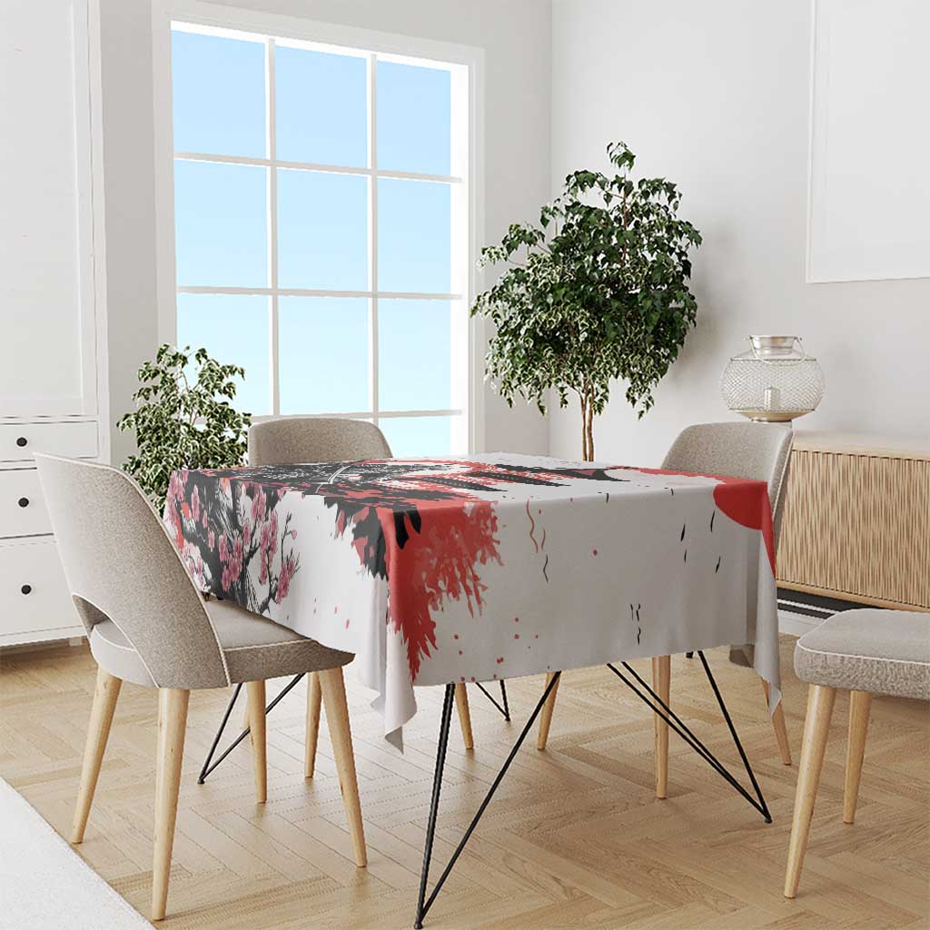 Japanese Samurai Warrior Enso Tablecloth Japan Pagoda Sakura Watercolor LT14 - Polynesian Pride