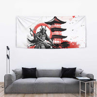 Japanese Samurai Warrior Enso Tapestry Japan Pagoda Sakura Watercolor LT14 - Polynesian Pride