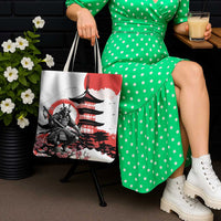 Japanese Samurai Warrior Enso Tote Bag Japan Pagoda Sakura Watercolor - Polynesian Pride