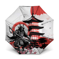 Japanese Samurai Warrior Enso Umbrella Japan Pagoda Sakura Watercolor - Polynesian Pride