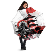 Japanese Samurai Warrior Enso Umbrella Japan Pagoda Sakura Watercolor - Polynesian Pride