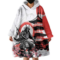 Japanese Samurai Warrior Enso Wearable Blanket Hoodie Japan Pagoda Sakura Watercolor - Polynesian Pride