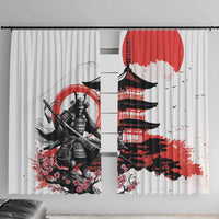 Japanese Samurai Warrior Enso Window Curtain Japan Pagoda Sakura Watercolor - Polynesian Pride