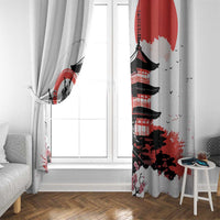 Japanese Samurai Warrior Enso Window Curtain Japan Pagoda Sakura Watercolor - Polynesian Pride