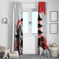Japanese Samurai Warrior Enso Window Curtain Japan Pagoda Sakura Watercolor - Polynesian Pride