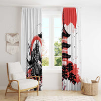 Japanese Samurai Warrior Enso Window Curtain Japan Pagoda Sakura Watercolor - Polynesian Pride