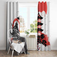 Japanese Samurai Warrior Enso Window Curtain Japan Pagoda Sakura Watercolor - Polynesian Pride