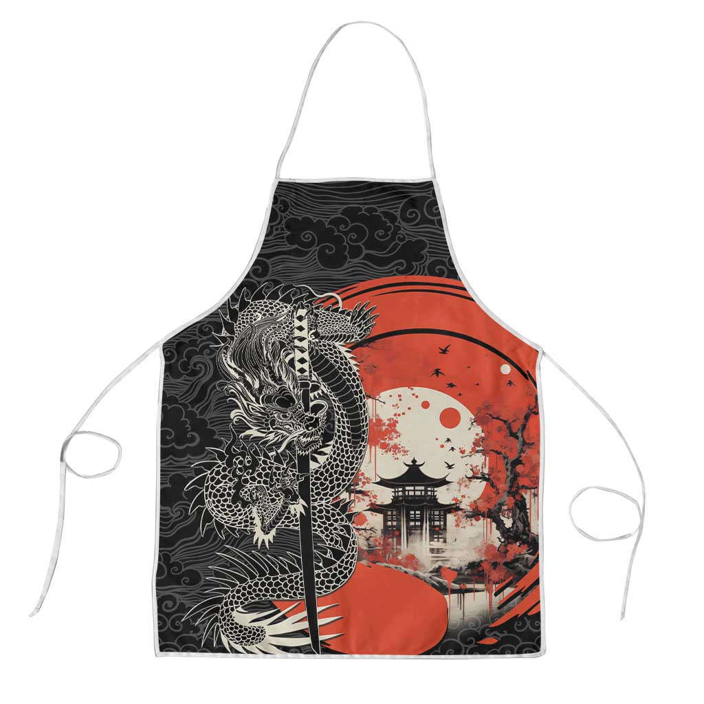 Japanese Dragon Katana Enso Apron Japan Pagoda Seamless Cloud - Polynesian Pride