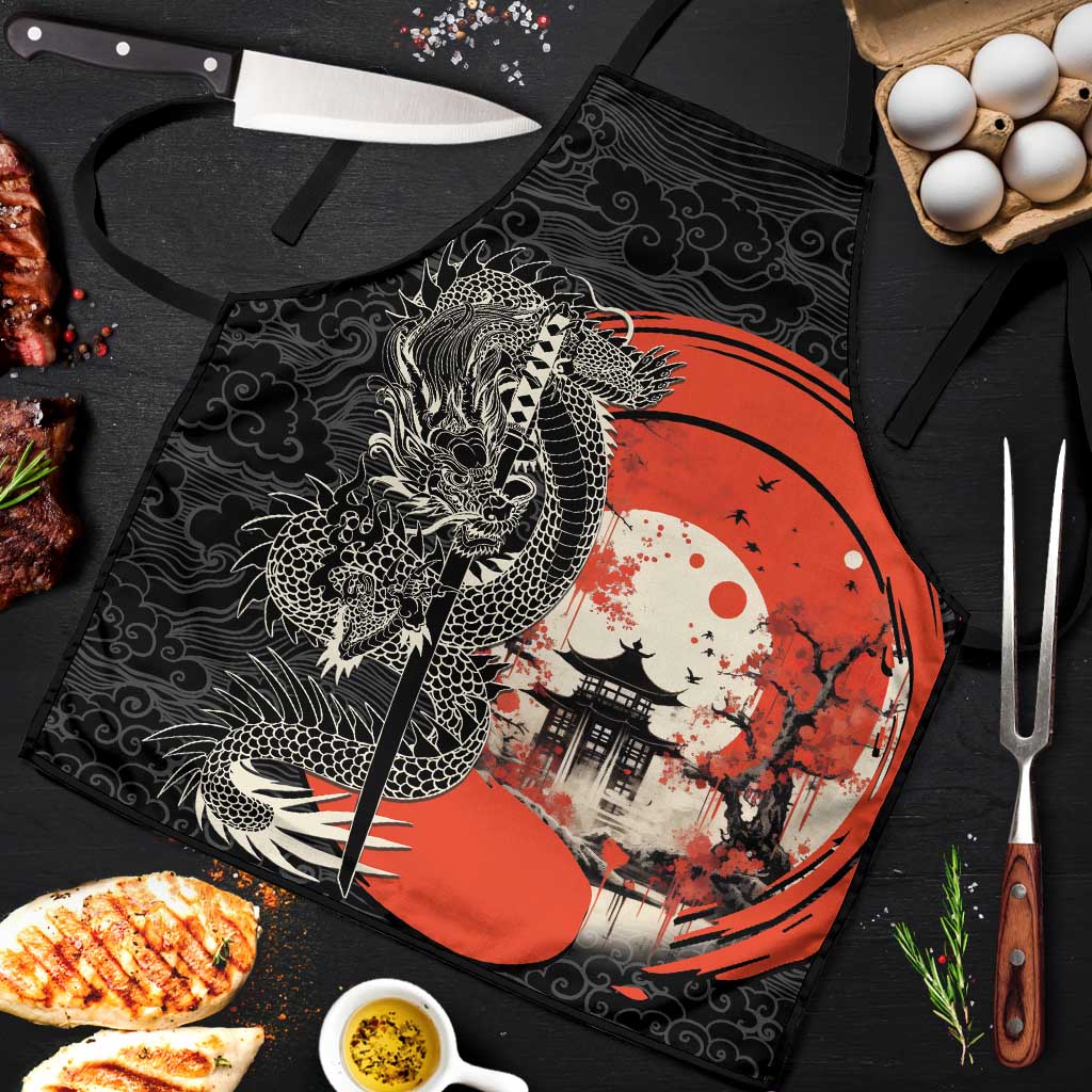Japanese Dragon Katana Enso Apron Japan Pagoda Seamless Cloud - Polynesian Pride