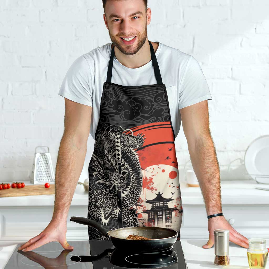 Japanese Dragon Katana Enso Apron Japan Pagoda Seamless Cloud - Polynesian Pride