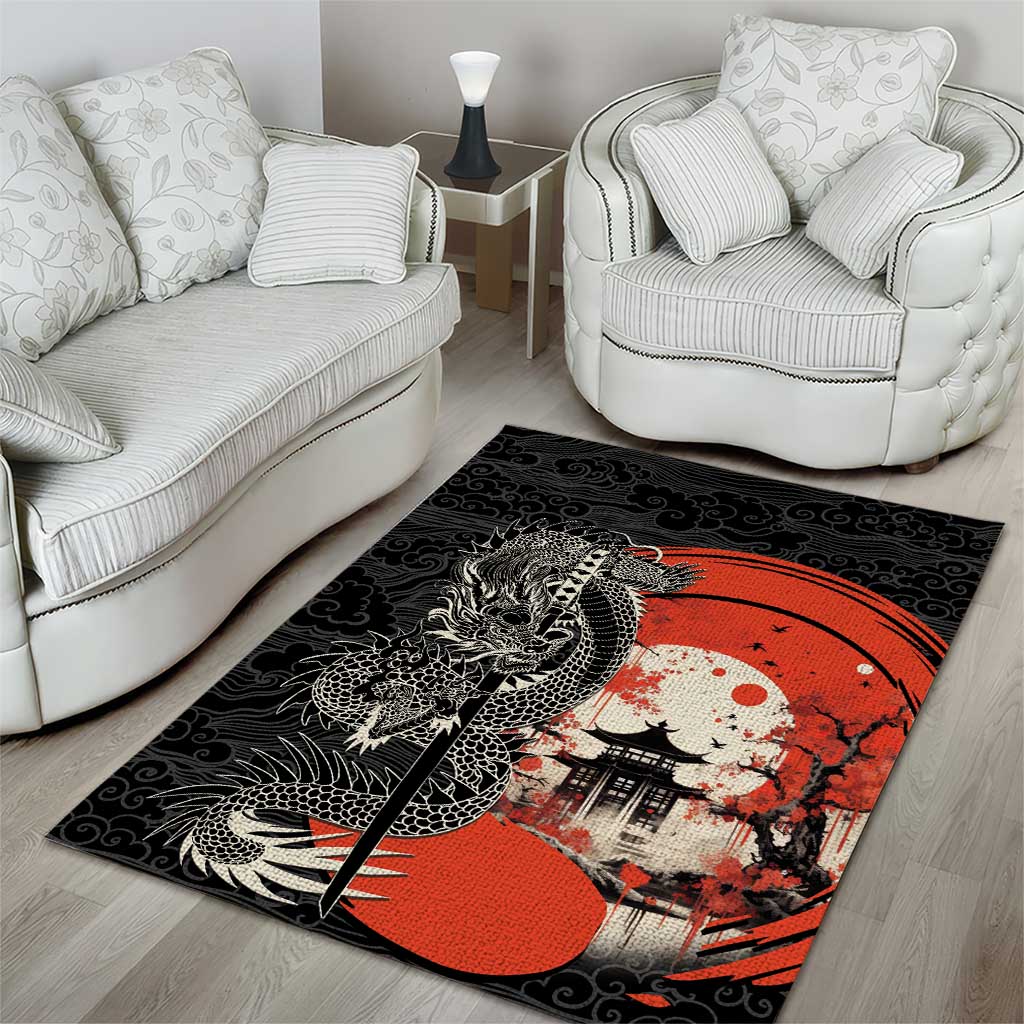 Japanese Dragon Katana Enso Area Rug Japan Pagoda Seamless Cloud LT14 - Polynesian Pride