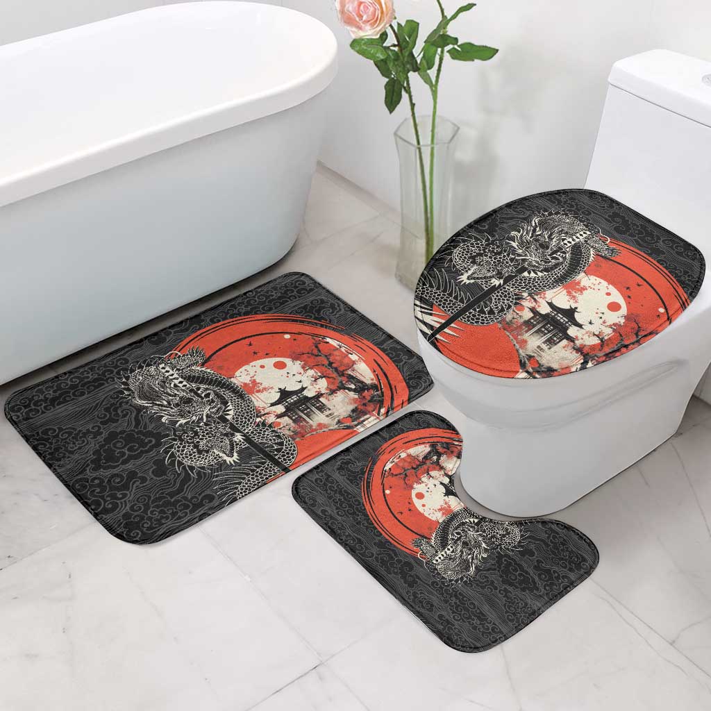 Japanese Dragon Katana Enso Bathroom Set Japan Pagoda Seamless Cloud - Polynesian Pride