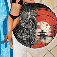 Japanese Dragon Katana Enso Beach Blanket Japan Pagoda Seamless Cloud - Polynesian Pride
